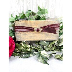 Vintage Leather Waist Belt Burgundy Skinny Gold Art Deco